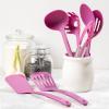 imageGreenLife Cooking Tools and Utensils 7 Piece Nylon Set including Spatulas Turner Spoons and Tongs Dishwasher Safe Light YellowBright Pink