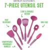 imageGreenLife Cooking Tools and Utensils 7 Piece Nylon Set including Spatulas Turner Spoons and Tongs Dishwasher Safe Light YellowBright Pink