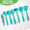 imageGreenLife Cooking Tools and Utensils 7 Piece Nylon Set including Spatulas Turner Spoons and Tongs Dishwasher Safe Light YellowCaribbean Blue