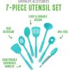 imageGreenLife Cooking Tools and Utensils 7 Piece Nylon Set including Spatulas Turner Spoons and Tongs Dishwasher Safe Light YellowCaribbean Blue