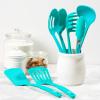 imageGreenLife Cooking Tools and Utensils 7 Piece Nylon Set including Spatulas Turner Spoons and Tongs Dishwasher Safe Light YellowCaribbean Blue