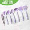 imageGreenLife Cooking Tools and Utensils 7 Piece Nylon Set including Spatulas Turner Spoons and Tongs Dishwasher Safe Light YellowLavender