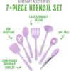 imageGreenLife Cooking Tools and Utensils 7 Piece Nylon Set including Spatulas Turner Spoons and Tongs Dishwasher Safe Light YellowLavender