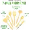 imageGreenLife Cooking Tools and Utensils 7 Piece Nylon Set including Spatulas Turner Spoons and Tongs Dishwasher Safe Light YellowLight Yellow