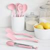 imageGreenLife Cooking Tools and Utensils 7 Piece Nylon Set including Spatulas Turner Spoons and Tongs Dishwasher Safe Light YellowSoft Pink