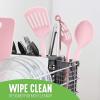 imageGreenLife Cooking Tools and Utensils 7 Piece Nylon Set including Spatulas Turner Spoons and Tongs Dishwasher Safe Light YellowSoft Pink