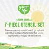 imageGreenLife Cooking Tools and Utensils 7 Piece Nylon Set including Spatulas Turner Spoons and Tongs Dishwasher Safe Light YellowTurquoise