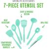 imageGreenLife Cooking Tools and Utensils 7 Piece Nylon Set including Spatulas Turner Spoons and Tongs Dishwasher Safe Light YellowTurquoise