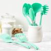 imageGreenLife Cooking Tools and Utensils 7 Piece Nylon Set including Spatulas Turner Spoons and Tongs Dishwasher Safe Light YellowTurquoise
