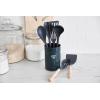 imageGreenLife Cooking Tools and Utensils 7 Piece Nylon and Wood Kitchen Set with Ceramic Crock Holder Heat Resistant Spatula and Spoons BPAFree BlackBlack
