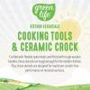 imageGreenLife Cooking Tools and Utensils 7 Piece Nylon and Wood Kitchen Set with Ceramic Crock Holder Heat Resistant Spatula and Spoons BPAFree BlackBlack