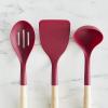 imageGreenLife Cooking Tools and Utensils 7 Piece Nylon and Wood Kitchen Set with Ceramic Crock Holder Heat Resistant Spatula and Spoons BPAFree BlackRed