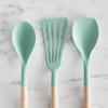 imageGreenLife Cooking Tools and Utensils 7 Piece Nylon and Wood Kitchen Set with Ceramic Crock Holder Heat Resistant Spatula and Spoons BPAFree BlackTurquoise
