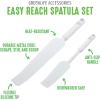 imageGreenLife Cooking Tools and Utensils Easy Reach Silicone Spatula Set for Baking Mixing and Stirring Heat and Stain Resistant Dishwasher Safe TurquoiseWhite