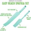 imageGreenLife Cooking Tools and Utensils Easy Reach Silicone Spatula Set for Baking Mixing and Stirring Heat and Stain Resistant Dishwasher Safe TurquoiseTurquoise