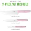 imageGreenLife High Carbon Stainless Steel 3 Piece Knife Set with Covers Includes Chef Utility and Pairing Comfort Grip HandlesTriple Rivet Cutlery Soft Pink