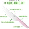 imageGreenLife High Carbon Stainless Steel 3 Piece Knife Set with Covers Includes Chef Utility and Pairing Comfort Grip HandlesTriple Rivet Cutlery Soft Pink