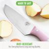 imageGreenLife High Carbon Stainless Steel 5 Piece Knife Set with Covers Includes Chef Santoku Serrated Utility and Pairing Comfort Grip Handles Triple Rivet Cutlery TurquoisePink