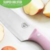 imageGreenLife High Carbon Stainless Steel 5 Piece Knife Set with Covers Includes Chef Santoku Serrated Utility and Pairing Comfort Grip Handles Triple Rivet Cutlery TurquoisePink