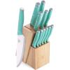 imageGreenLife High Carbon Stainless Steel 5 Piece Knife Set with Covers Includes Chef Santoku Serrated Utility and Pairing Comfort Grip Handles Triple Rivet Cutlery TurquoiseTurquoise