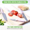 imageGreenLife High Carbon Stainless Steel 5 Piece Knife Set with Covers Includes Chef Santoku Serrated Utility and Pairing Comfort Grip Handles Triple Rivet Cutlery TurquoisePink