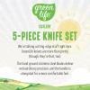 imageGreenLife High Carbon Stainless Steel 5 Piece Knife Set with Covers Includes Chef Santoku Serrated Utility and Pairing Comfort Grip Handles Triple Rivet Cutlery TurquoisePink