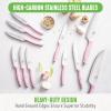 imageGreenLife High Carbon Stainless Steel 5 Piece Knife Set with Covers Includes Chef Santoku Serrated Utility and Pairing Comfort Grip Handles Triple Rivet Cutlery TurquoisePink