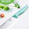 imageGreenLife High Carbon Stainless Steel 5 Piece Knife Set with Covers Includes Chef Santoku Serrated Utility and Pairing Comfort Grip Handles Triple Rivet Cutlery TurquoiseTurquoise