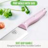 imageGreenLife High Carbon Stainless Steel 5 Piece Knife Set with Covers Includes Chef Santoku Serrated Utility and Pairing Comfort Grip Handles Triple Rivet Cutlery TurquoisePink