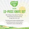 imageGreenLife High Carbon Stainless Steel 5 Piece Knife Set with Covers Includes Chef Santoku Serrated Utility and Pairing Comfort Grip Handles Triple Rivet Cutlery TurquoisePink