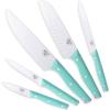 imageGreenLife High Carbon Stainless Steel 5 Piece Knife Set with Covers Includes Chef Santoku Serrated Utility and Pairing Comfort Grip Handles Triple Rivet Cutlery TurquoiseTurquoise