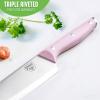 imageGreenLife High Carbon Stainless Steel 5 Piece Knife Set with Covers Includes Chef Santoku Serrated Utility and Pairing Comfort Grip Handles Triple Rivet Cutlery TurquoisePink