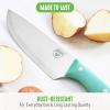 imageGreenLife High Carbon Stainless Steel 5 Piece Knife Set with Covers Includes Chef Santoku Serrated Utility and Pairing Comfort Grip Handles Triple Rivet Cutlery TurquoiseTurquoise