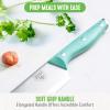 imageGreenLife High Carbon Stainless Steel 5 Piece Knife Set with Covers Includes Chef Santoku Serrated Utility and Pairing Comfort Grip Handles Triple Rivet Cutlery TurquoiseTurquoise
