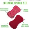imageGreenLife Reusable Multipurpose Silicone 2 Pack Sponge and Scrubber Hygienic and Odor Resistant Dish Washing Scratch Free Cleaning Dishwasher and Microwave Safe BPA Free RedRed
