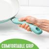 imageGreenLife Soft Grip Diamond Healthy Ceramic Nonstick 10quot Frying Pan Skillet PFASFree Dishwasher Safe BlackTurquoise  Cream
