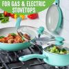 imageGreenLife Soft Grip Diamond Healthy Ceramic Nonstick 10quot Frying Pan Skillet PFASFree Dishwasher Safe BlackTurquoise  Cream