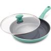 imageGreenLife Soft Grip Diamond Healthy Ceramic Nonstick 10quot Frying Pan Skillet PFASFree Dishwasher Safe BlackTurquoise