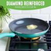 imageGreenLife Soft Grip Diamond Healthy Ceramic Nonstick 10quot Frying Pan Skillet PFASFree Dishwasher Safe BlackTurquoise