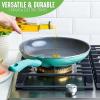 imageGreenLife Soft Grip Diamond Healthy Ceramic Nonstick 10quot Frying Pan Skillet PFASFree Dishwasher Safe BlackTurquoise