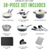 imageGreenLife Soft Grip Diamond Healthy Ceramic Nonstick 13 Piece Cookware Pots and Pans Set PFASFree Dishwasher Safe Turquoise Diamond CookwareGray