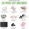 imageGreenLife Soft Grip Diamond Healthy Ceramic Nonstick 13 Piece Cookware Pots and Pans Set PFASFree Dishwasher Safe Turquoise Diamond CookwareSoft Pink
