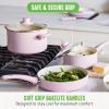 imageGreenLife Soft Grip Diamond Healthy Ceramic Nonstick 13 Piece Cookware Pots and Pans Set PFASFree Dishwasher Safe Turquoise Diamond CookwareSoft Pink