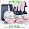imageGreenLife Soft Grip Diamond Healthy Ceramic Nonstick 13 Piece Cookware Pots and Pans Set PFASFree Dishwasher Safe Turquoise Diamond CookwareSoft Pink