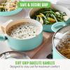 imageGreenLife Soft Grip Diamond Healthy Ceramic Nonstick 13 Piece Cookware Pots and Pans Set PFASFree Dishwasher Safe Turquoise Diamond CookwareTurquoise