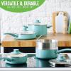 imageGreenLife Soft Grip Diamond Healthy Ceramic Nonstick 13 Piece Cookware Pots and Pans Set PFASFree Dishwasher Safe Turquoise Diamond CookwareTurquoise