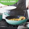 imageGreenLife Soft Grip Diamond Healthy Ceramic Nonstick 13 Piece Cookware Pots and Pans Set PFASFree Dishwasher Safe Turquoise Diamond CookwareTurquoise