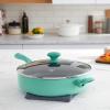 imageGreenLife Soft Grip Diamond Healthy Ceramic Nonstick 5QT Saute Pan Jumbo Cooker with Helper Handle and Lid PFASFree Dishwasher Safe TurquoiseTurquoise