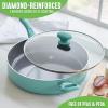 imageGreenLife Soft Grip Diamond Healthy Ceramic Nonstick 5QT Saute Pan Jumbo Cooker with Helper Handle and Lid PFASFree Dishwasher Safe TurquoiseTurquoise