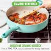 imageGreenLife Soft Grip Diamond Healthy Ceramic Nonstick 5QT Saute Pan Jumbo Cooker with Helper Handle and Lid PFASFree Dishwasher Safe TurquoiseTurquoise